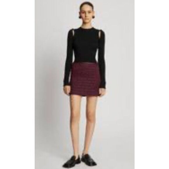 Proenza Schouler White Label Smocked Faux Leather Mini in Wine NWT Size 6 - Picture 1 of 7
